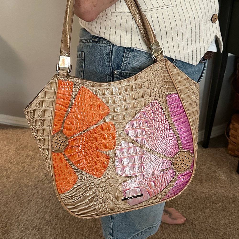 Brahmin Tan Crocodile-Embossed Shoulder Bag - Picture 2 of 5